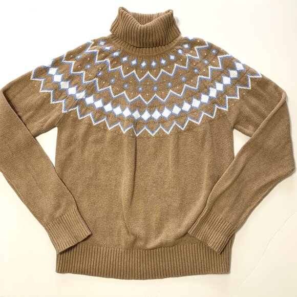 J.Crew Sweater Women Brown Long Sleeves Size L Turtle Neck Diamond Bead Accents - Picture 6 of 12